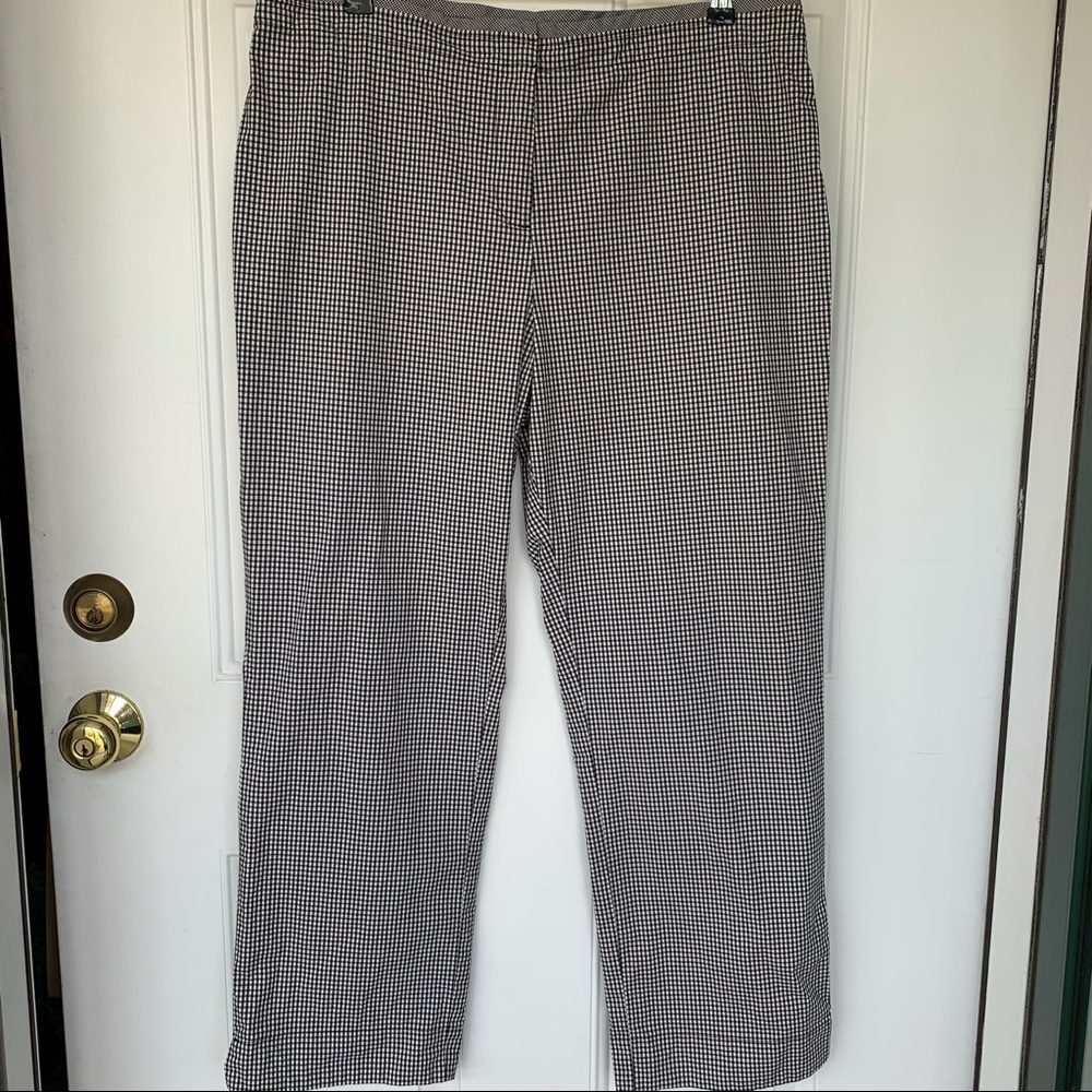 Talbots Black/White Gingham Lightweight Pants-14 - image 1